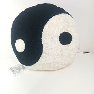 NEW 12" x 12" Yin-Yang Decorative Pillow Black and White NWT